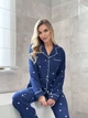Пижама из муслина XL Синяя в белые сердца - изображение 4