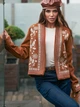 Накидка-вышиванка с узором женская Dressa 71485 44-46 Коричневая (2000406209975_D) - изображение 4