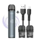 Многоразовая электронная сигарета вейп Pod система Joyetech Evio M Pro 1100 mAh Blue + 2 картриджа 2.8 мл + кабель type-c ACG в комплекте к под системы под перезаправляемая курилка электронка подик для заправки жидкости до 30 Вт - изображение 1