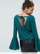 Расклешенная изумрудная блузка Boohoo AS020521-30 XS (79219XS) Зеленый - изображение 2