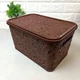 Ажурний коричневий кошик для зберігання з кришкою 10л Efe plastics - зображення 4