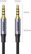 Аудіокабель 3,5 на 3,5 UGREEN Cable Alu Case mini jack 3,5 mm на mini jack 3,5 mm (4 pin, 1m). Grey - зображення 4