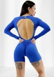 Спортивный комбинезон женский с шортами LILAFIT для йоги и фитнеса Синий S (LFJ000035) - изображение 2