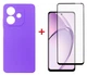 Комплект для Oppo A3X панель Carbon + скло DENGOS (Purple) (DG-KM-124) - изображение 1