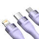 Кабель Baseus Flash Series Ⅱ Two-for-three Charging Cable U+C to M+L+C 100W 1.2m Purple (CASS030105) - изображение 4