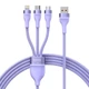 Кабель Baseus Flash Series Ⅱ One-for-three Fast Charging Data Cable USB to M+L+C 66W 1.2m Purple (CASS040005) - изображение 1
