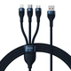 Кабель Baseus Flash Series Ⅱ One-for-three Fast Charging Data Cable USB to M+L+C 66W 1.2m Blue (CASS040003) - изображение 1