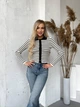 Короткий кардиган с пуговицами в полоску молочного цвета 29980 One Size - изображение 1