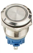 Кнопка металлическая плоская 1NO+1NC 19мм c подсветкой синий LED 12V [A0140010250] TYJ 19-271 АСКО - изображение 1