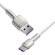Кабель Baseus Cafule Metal USB-A to USB-C Quick Charge 1m White (CAKF000102) - изображение 2