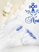 Крестильный набор для мальчика Family Tradition утеплённый махра трёхнитка с вышивкой белый Синие краски - изображение 5