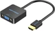 Перехідник Vention HDMI M -> VGA F, 1080P 60Гц, 3.5мм Audio, Micro USB (F) powered, кабель 0.15 м (ACRBB) - зображення 1
