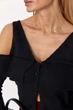 Женский вязаный пуловер с открытыми плечами Lurex Черный One Size (6118) - изображение 4