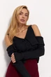 Женский вязаный пуловер с открытыми плечами Lurex Черный One Size (6118) - изображение 5