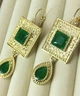 Серьги бижутерия Модный винтаж Зеленые подвески jeweston Золотые - изображение 4