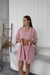Комплект женский тройка халат топ шорты Scarlet Collection L-XL розовый - изображение 6