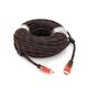 Кабель HDMI Merlion 30м версия 1.4 OD-7.4мм 2 фильтра оплетка круглый черный с красным коннектор - изображение 1