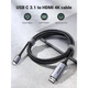 Видео кабель Type-C to HDMI UGREEN MM142 Male to Male Cable Aluminum Shell 1.5m, Gray Black - изображение 5