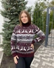 Женский новогодний свитер с оленями "New Deer" Бордовый, под шею, размер S - изображение 4