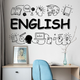 Вінілова наклейка на стіну English 154х97см декор для школи англійська у класі Happy Pocket Чорний матовий (HP-087M-070M) - зображення 2