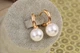 Сережки Xuping Jewelry страйт колечко з перлиною 12 мм 2,5 см золотисті - зображення 2