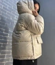 Куртка женская Lady Yep 9013 пуффер удлиненная наложенные карманы с капюшоном 46 бежевая - изображение 8