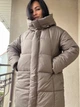 Куртка женская Lady Yep 9045 длинная бедра с капюшоном пальто 46 коричневая - изображение 4