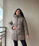 Куртка женская Lady Yep 9045 длинная бедра с капюшоном пальто 46 коричневая - изображение 5