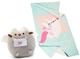 М'яка іграшка 12х15 см Кіт з листом та рушник Pusheen cat 50х100 см v-12358 - зображення 1