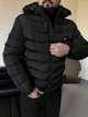Чоловіча зимова куртка зі з'ємним капюшоном тепла водовідштовхувальна чорного кольору розмір L - зображення 5