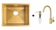 Комплект Gunter&Hauer: Кухонна мийка Ruwer 5522 Gold + Змішувач RAIN Gold + Дозатор SOAP DISPENSER Gold - зображення 1