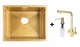 Комплект Gunter&Hauer: Кухонна мийка Ruwer 5522 Gold + Змішувач PERLE Gold + Дозатор SOAP DISPENSER Gold - зображення 1