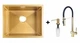 Комплект Gunter&Hauer: Кухонна мийка Ruwer 5522 Gold + Змішувач EDEL Gold + Дозатор SOAP DISPENSER Gold - зображення 1