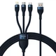 Кабель Baseus Flash Series Ⅱ One-for-three Fast Charging Data Cable USB to M+L+C 100W 1.2m Blue (CASS030003) - изображение 1