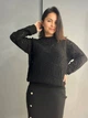 Свитер женский MIX RAY 6772 прозрачный оверсайз ажурная вязка сетка one size черный - изображение 8