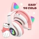 Детские беспроводные наушники с кошачьими ушками Cat ear M23 Bluetooth наушники с RGB подсветкой Pink Розовые - изображение 6