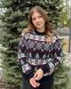 Женский новогодний свитер с оленями "Snowflake" Тёмно-синий, размер L - изображение 3
