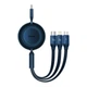 Кабель Baseus Bright Mirror 2 Series Retractable 3-in-1 Fast Charging Data Cable Type-C to M+L+C 100W 1.1m Blue (CAMJ010203) - зображення 1