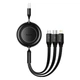 Кабель Baseus Free2Draw Retractable Crystal Fast Charging Data Cable USB to M+L+C 3.5A 1.1m Cluster Black (P10368700111-02) - зображення 1