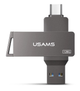 Металева USB Флешка 2в1 128GB Type-C/USB 3.0 для телефону комп'ютера USAMS USB3.0 US-ZB201 Сірий - зображення 3