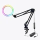 Кільцева лампа RGB 26 см на пантографі, Кольорова лампа для селфі, Кільцева лампа з тримачем до телефона - зображення 1