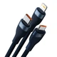 Кабель Baseus CASS040003 Flash Series 2 One-for-three Fast Charging USB Micro/Lightning/Type-C 66W 1.2м blue - изображение 3