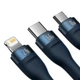 Кабель Baseus CASS040003 Flash Series 2 One-for-three Fast Charging USB Micro/Lightning/Type-C 66W 1.2м blue - изображение 2