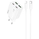 Зарядний пристрій Hoco N55 Fundador PD20W four-port (2USB-A/2C) + Type-C to Lightning White - зображення 1
