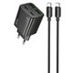 Сетевое зарядное устройство Hoco N55 Fundador PD20W four-port (2USB-A/2C) + Type-C to Type-C Black - изображение 1