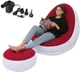 Прочный надувной диван кресло для отдыха с пуфиком AIR SOFA 102х127х76 см Красный - изображение 8