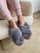 Женские домашние тапочки утепленные меховые с открытым носком Twins HS-Lux X 40 Темно-серые (4820182030802) - изображение 5