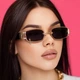 Солнцезащитные очки No Brand унисекс с пирсингом черные с золотом - изображение 1