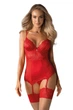Спокусливий корсет з підтяжками для панчох Obsessive Lovica corset Червоний S/M (23182) - зображення 1