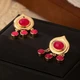 Сережки женские бижутерия "Красные подвески" jeweston золотистые - изображение 2